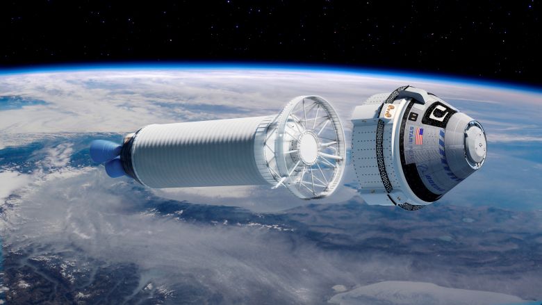 Two RL10 engines propel the Atlas V Centaur upper stage for Boeing’s Starliner CST-100 spacecraft.<br />
Image courtesy of Boeing