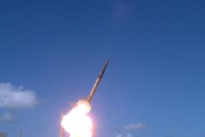 THAAD interceptor is launched from a THAAD battery located on Wake Island, during Flight Test Operational (FTO)-02 Event 2a. The THAAD system successfully intercepted two air-launched ballistic missile targets, Launch 1. Nov. 1, 2015. Credit: MDA
